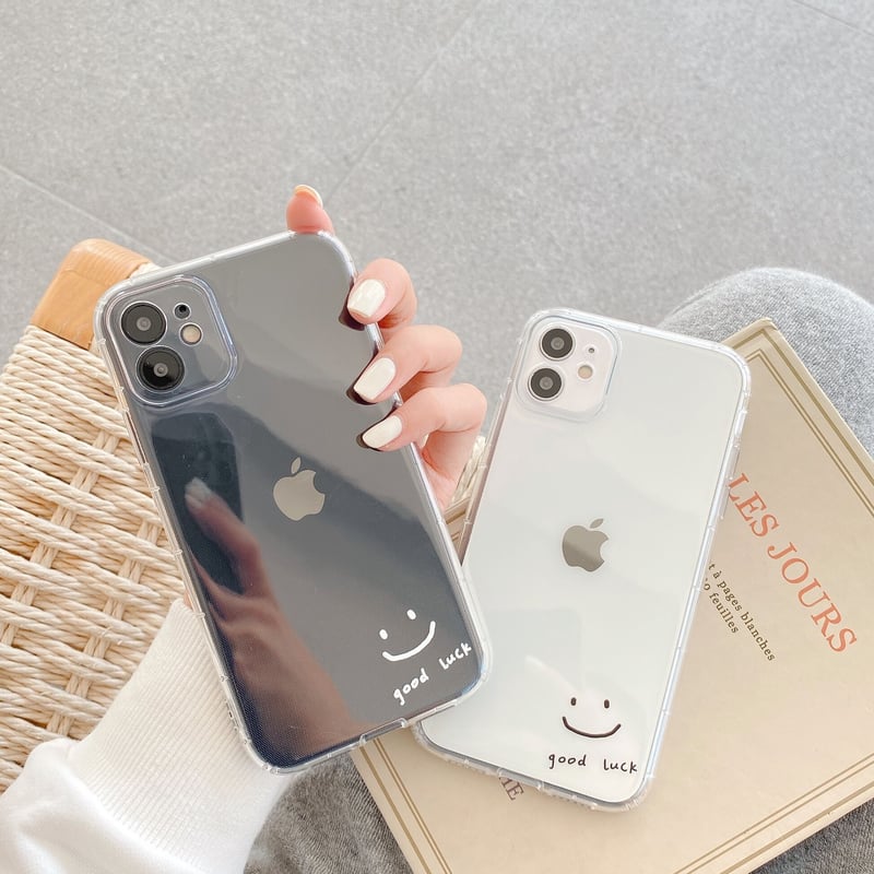 さりげないお揃い iphone13mini/14proクリアケース 笑顔 iphone12/
