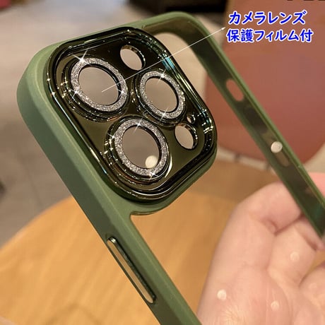【iPhone15対応】耐衝撃高透明iPhone14promaxケース  キラキラカメラレンズ保護フィルム付き 高級感 頑丈[M2254]