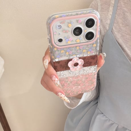 花柄 iPhone17Pro/17ケース リ春夏向け iPhone17ProMax/16Pro/15カバー かわいい 花カメラカバー [M6096]