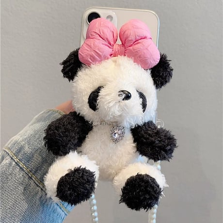 Pandaパンダ ショルダーストラップ 真珠 落下防止  オシャレ 女子力アップ かわいい ギフトにおすすめ 全機種対応 [M3707]
