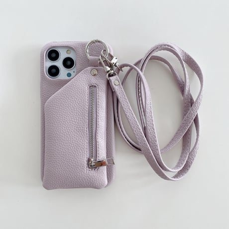 小銭入れ付 iPhone14/15proケース 革 ストラップ付 iPhone13mini/12/11カバー 高品質 12色 小銭/カード/口紅/お札など収納可[M3199]