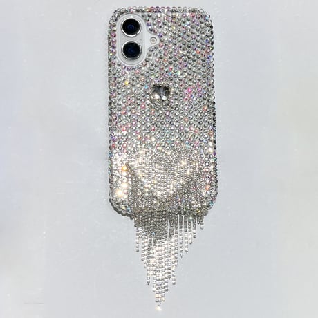 ビジュー iPhone16/16Proケース ダイヤフリンジ  iPhone15Pro/14/13proカバー 華やか キラキラ 豪華 高品質[M5096]