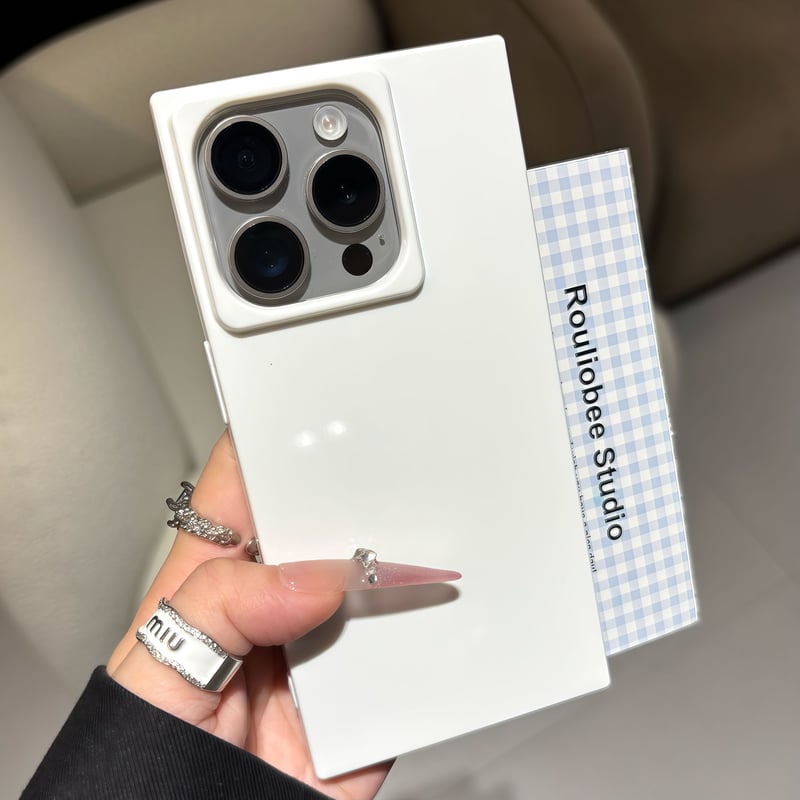 スクエア型 iPhone17/16proケース 艶感カラー 四角