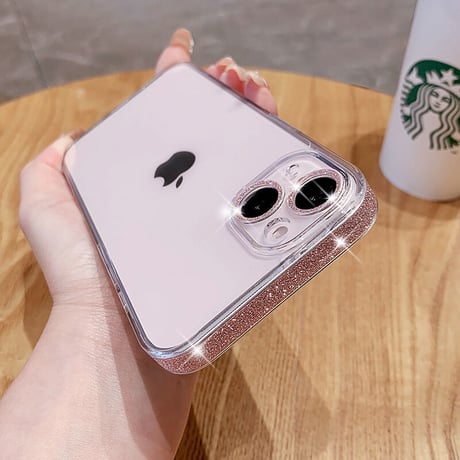 【iPhone16対応】ラメ入り枠 iphone15Pro/14/13/12promaxカバー  キラキラ シンプル オシャレカメラレンズカバー  全面保護 高品質 薄型 黄ばまない[M1877]