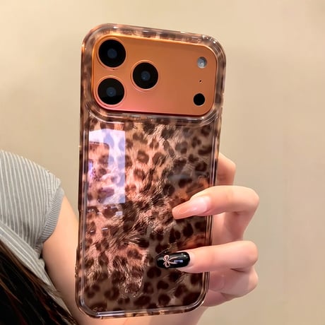 ヒョウ柄 iPhone17ProMax/17Proケース 光沢感 iPhone17/16proカバー アニマル柄 オシャレ  大人可愛い [M5712]