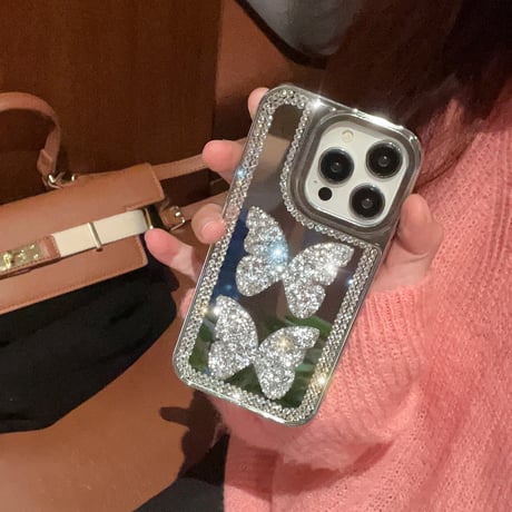 ジュエリー 鏡iPhone16pro/16カバー キラキラ上品 iPhone15pro/14/13proケース トレンドファッション オシャレ [M5109]