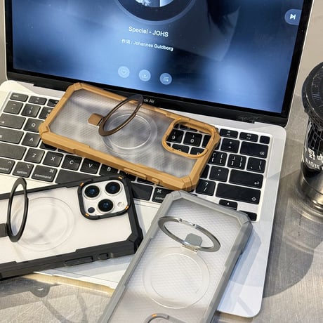 耐衝撃頑丈 iPhone16Promax/16Eケース Magsafe対応リングスタンド iPhone15/14/13proカバー レンズフィルム付 指紋防止 [M5422]