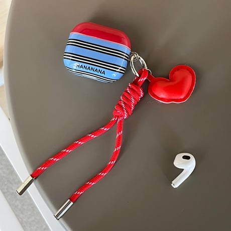 縞模様 Airpods 4ケース ハートデコキーチェーン付 Airpods3/Pro2ケース airpodsproカバー  トレンド人気[M4882]