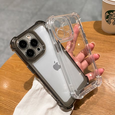 耐衝撃加工 iphone14plus/14promaxケース  黄ばまないiphone13/12promaxカバー  高透明感 シンプル風 金属ボタン [M2330]