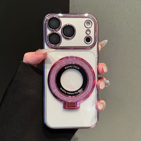 キラキラスマホリング兼スタンド iPhone17Pro/17ProMaxケース  MagSafe対応 綺麗iPhone16pro/15/14/13Proクリアカバー ラメ入り [M3744]