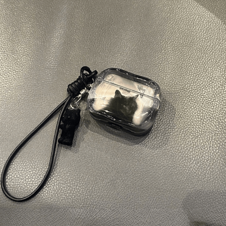 クール猫 AirpodsPro3ケース ブラック Airpods4/3カバー pro2/pro1 リング/ストラップ付  カッコイイ[M5990]