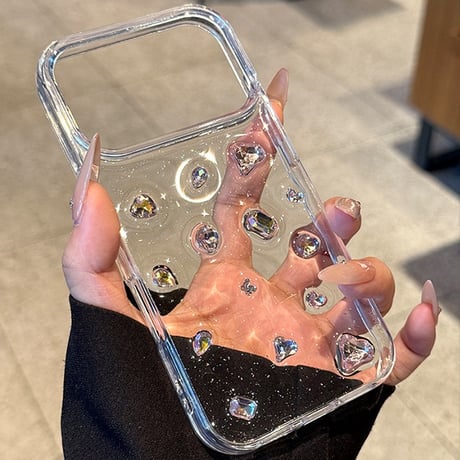 ダイヤデコ iPhone17Pro/17ケース クリア iPhone17ProMax/16Pro/15カバー オシャレ シック　艶感 女子力高い [M5963]