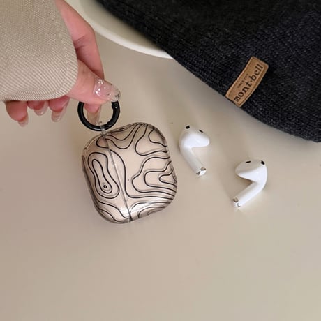 線柄 AirpodsPro3ケース オシャレ シック エアポッズ4/3  AirpodsPro2/Proカバー  皮ストラップ ギフトにおすすめ [M5922]
