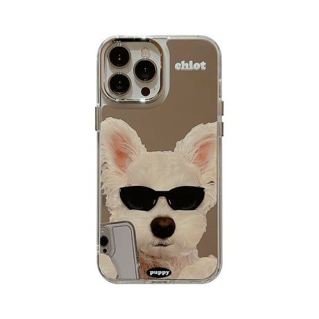 カッコイイ 鏡iphone14/13proケース 犬ちゃん アイフォン12/11カバー 可愛い クール ギフトにおすすめ[M3353]