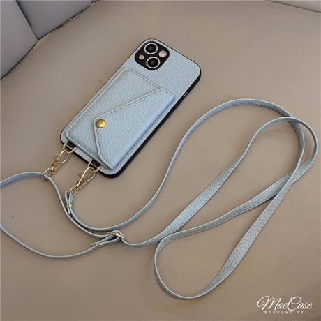 ICカード入れ iphone16Pro/14/15ケース レザー アイフォン13/12/11カバー 長さ調整可ストラップ付 肩掛け 全面保護 頑丈[M2866]