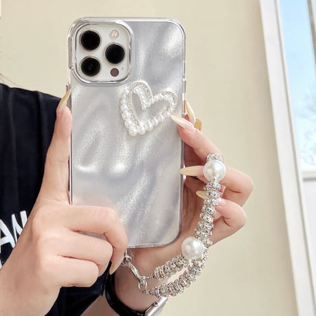キラキラ iPhone15/16proケース パープストラップ付 アイフォン14プロ/13/12カバー 綺麗 女子力アップ [M4567]
