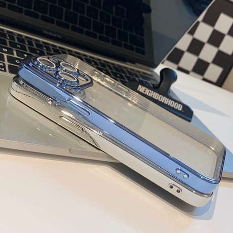 黄ばまないキラキラ iPhone15/15proケース  ナチュラル/ブルーチタニウム iPhone14/13/12 ラメレンズフイルム 軽量丈夫[M3942]