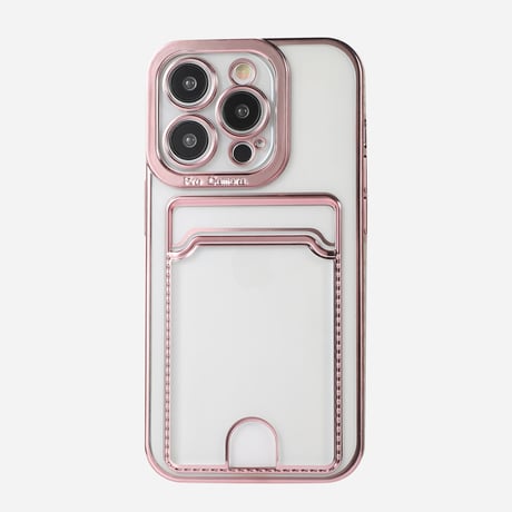 ICカードポケット iPhone14pro/14promaxケース メッキ クリアアイフォン13/12/11proカバー 高級感 実用 使いやすい [M2390]