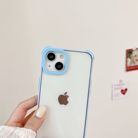 ストラップ付 クリアiPhone15Pro/15ケース 黄ばまない アイフォン14プロ/13/12カバー 耐衝撃加工 [M4427]