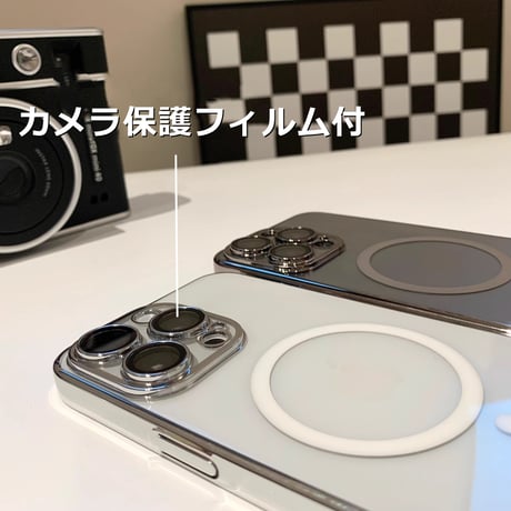 高透明 Magsafe対応iPhone15pro/15promaxケース ナチュラル/ブルーチタニウムに iPhone14Pro/13proクリアケース  黄ばまない 高級感[M3927]