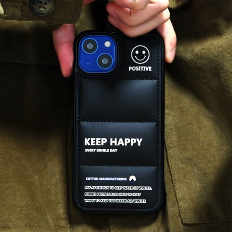 ダウン 笑顔iPhone14pro/14plusスマホケース にこちゃん Keep Happy アイフォン13/12/11proカバー ファッション 高品質 男女兼用 プレゼントに最適 [M2587]