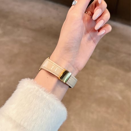 マグネット式バックル  AppleWatchベルト レザー調 艶感 AppleWatchバンド Series 12/11/10/9/8 SE Ultra4/3/2 高級感エレガント[M6726]