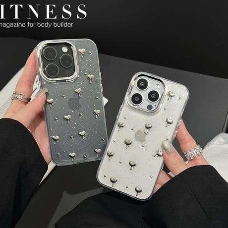 ハート iPhone15/15pro/15plusケース キラキララメ アイフォン14plus/13pro/12ケース 女子力アップ 黄ばまない[M4509]