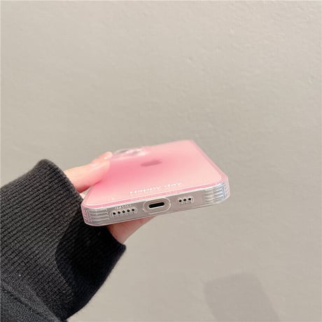 ピンク iphone14/15proケース 人気 グラデーション アイフォン12pro/13ケース  かわいい Happy day 軽量 シック[M3137]