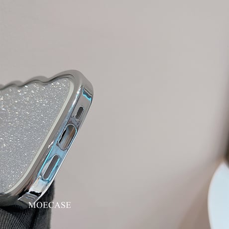 猫の耳 iPhone17pro/17ケース ラメ入りシール付き アイフォン16/15pro/14/13カバー オシャレ 可愛いうねうね メッキ [M2403]