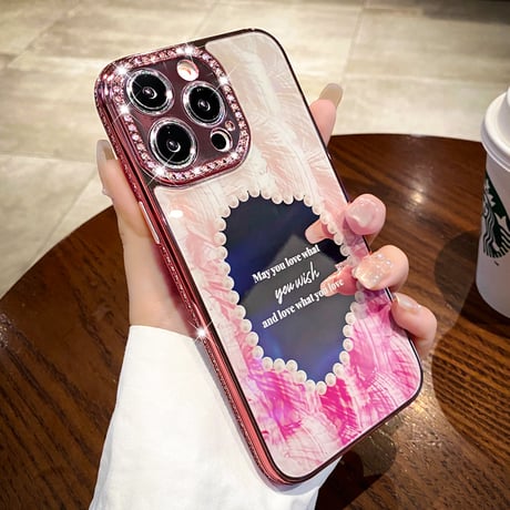 ジュエリー ミラー iPhone15/15proケース キラキラ シェル風 iPhone14/13proソフトカバー  高級感 オシャレ トレンド [M3675]
