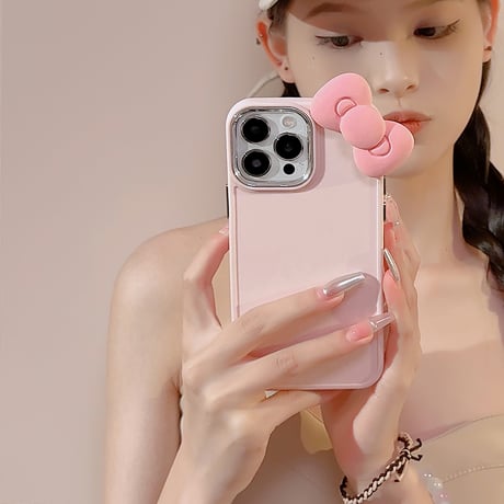 リボン iPhone15/15proケース 可愛い iPhone14pro/13/12カバー お揃い 女子力アップ[M3735]
