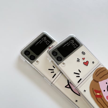 Galaxy z flip3 ケース  可愛いpig さりげないお揃い ギャラクシーzフリップ  5Gカバー キュート  クリア[M1855]
