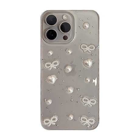 リボン/ハート iPhone16/15proケース クリア iPhone14/13pro/12ケース 大人可愛い 黄ばまない[M4693]
