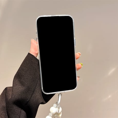 ジュエリーリボン iPhone16/16Proケース  ストラップ付 iPhone15Pro/14/13proカバー 華やか キラキラ 高品質 [M5025]