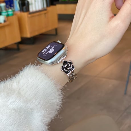 高級感花 Applewatch series10/9バンド オシャレ金属製 アップルウォッチseries 8 7 6 5 4 3 2 SE Ultra 艶感 セレブ愛用[M5341]