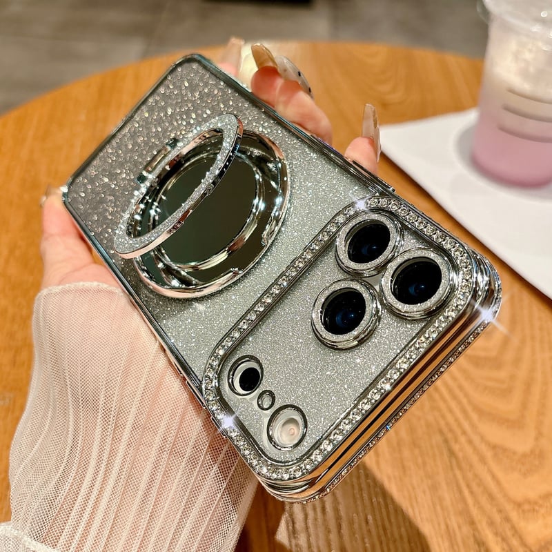 iPhone17/17Proケース 鏡付Magsafeリングスタンド iPhone16/15P