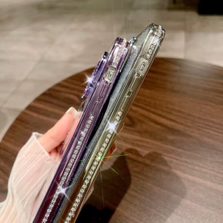 ストーンサイド iPhone15pro/15promaxカバー ハート柄 magsafe対応 iPhone14pro/13/12ケース グラデーションカラー [M4342]