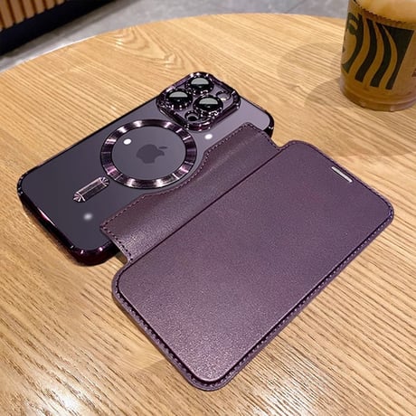手帳型 iPhone16Pro/16ProMaxケース ICカード収納 レザーiPhone15Pro/14plus/13カバー magsafe対応 レンズカバー [M4625]