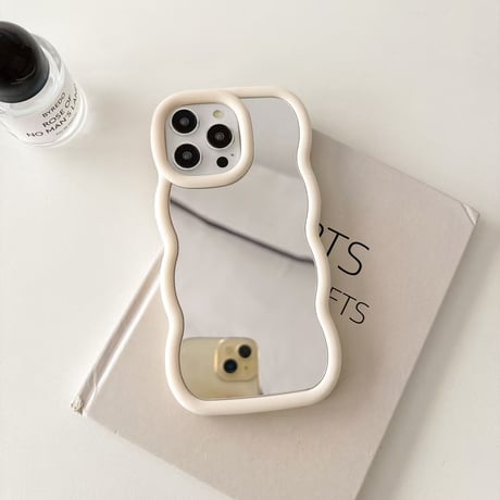 うねうねミラー iPhone16pro/15ケース 淡色系 iPhoneSE/14/13Promax/12/11カバー  使いやすい おしゃれ[M5284]