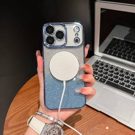 キラキラ iPhone17Pro/17ケース Magsafe充電 iPhone17Air/ProMaxケース ラメインナーシート付 [M5675]