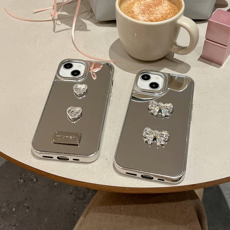 おしゃれミラーiPhone15/15proケース 女子力アップ iPhone14pro/13/12カバー 可愛い ハンドメイド 丈夫[M4186]