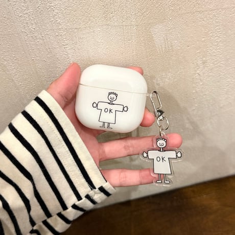 ペア AirpodsPro3ケース  女の子/男の子 Airpods4/3カバー pro2/Pro1ケース 可愛いキーホルダー付 お揃いコーデ[M6220]