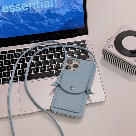 カード収納 背面 iPhone14pro/15ケース 革製 アイフォン13mini/12/11カバー 肩掛けストラップ付き 高品質 シンプル 便利[M2645]