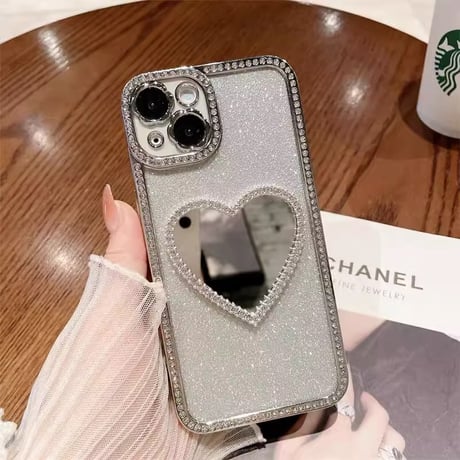 鏡 ジュエリーiPhone15Pro/15ケース 花カメラレンズ アイフォン14Pro/13ケース お洒落 キラキラインナーシート付  [M3752]