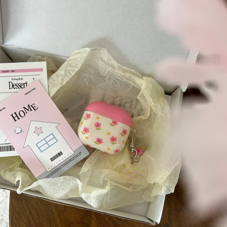 韓国風 Airpods4ケース 花柄 Airpods3/Pro2ケース airpodspro2カバー  キーチェーン付 ギフトにおすすめ[M5365]