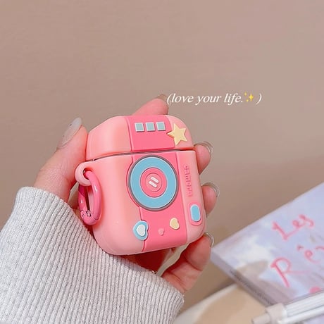 ピンクカメラ Airpods4ケース 可愛すぎ AirpodsPro2ケース airpods3/2ケース 頑丈 韓国風 プレゼントにおすすめ[M5453]