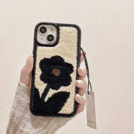 刺繡 iPhone15/15Proケース 花柄  iPhone14/13proカバー 高級感 秋冬トレンド 手触りいい[M3578]