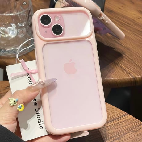 カラーフレームクリアiPhone17Pro/17ケース 写真やステッカーを挟む アイフォン16ProMax/15pro/14カバー シンプル風 [M6499]