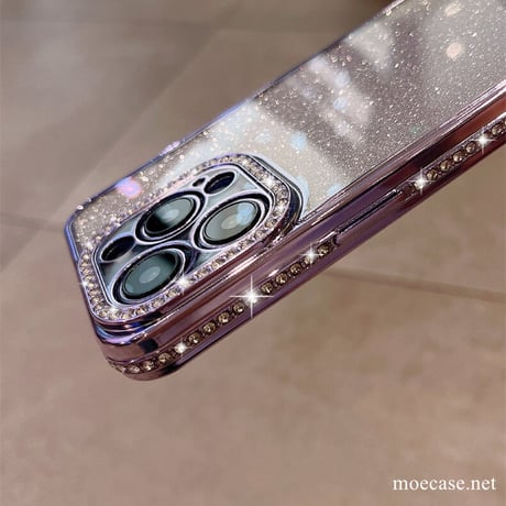 キラキラジュエリー iPhone14pro/14promaxケース グラデーション シール付 iphone13/12/11カバー  オシャレ 綺麗 高級感 大人気[M2437]