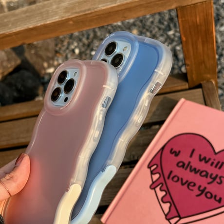 スタンド付波紋枠 iPhone13/14ケース 指紋防止マットクリア アイフォン12pro/11カバー シンプル 黄ばまない 頑丈 男女向け[M2987]